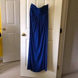 Royal blue strapless prom dress